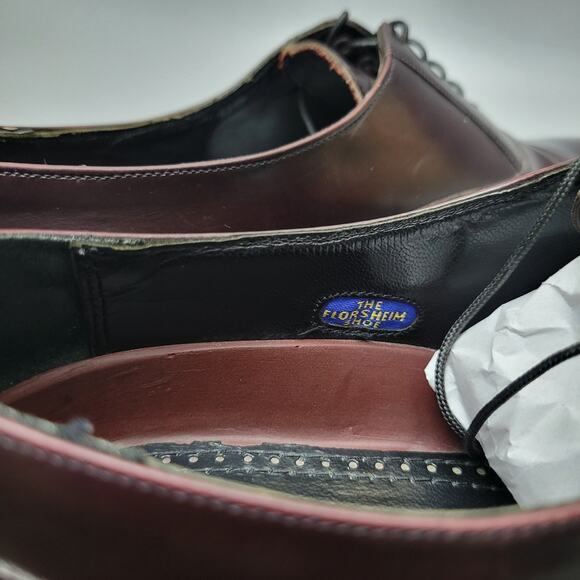 Florsheim Shoes Men's Size 10 D Cap Toe Lace Up Oxford Brown Burgundy Leather - Picture 12 of 15